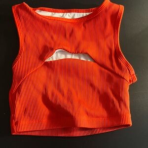 Bright Red Year of Ours x Barrys sports bra crop top